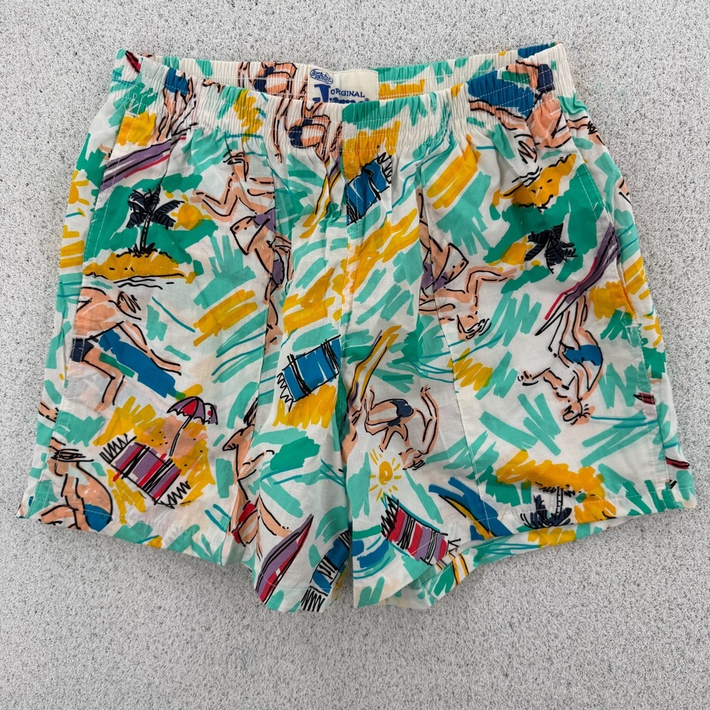 VTG Jams World Shorts Mens Medium Tropical Volleyball Surf Hawaii Cotton‎ USA